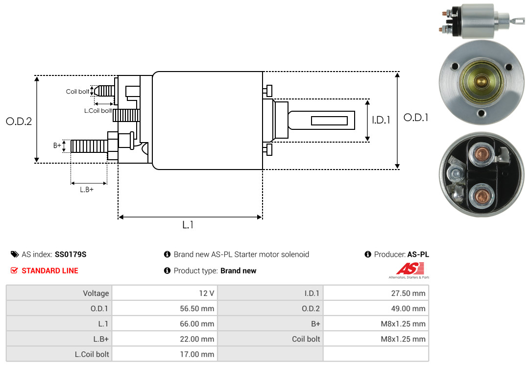 AS-PL Magneetschakelaar, startmotor SS0179S
