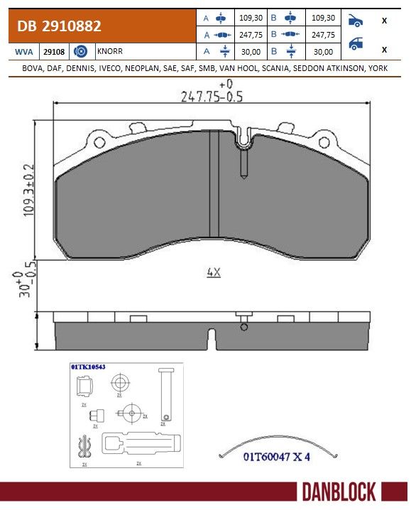 Remblokkenset, schijfrem Danblock DB 2910882